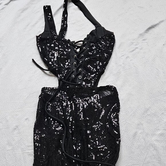 Dress, Queen Mania, S, Black Beaded, see through - Picture 2 of 2